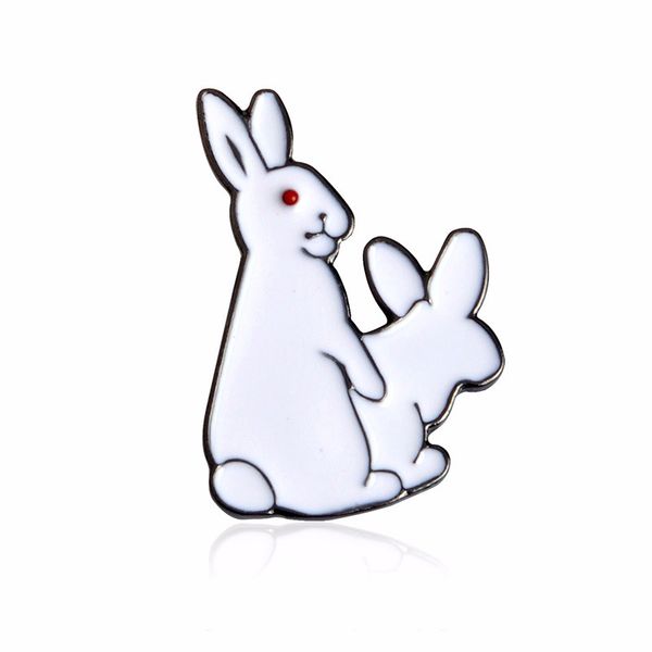 

cute animal white rabbits enamel brooch pins hat shirt denim jacket decor party prom women men accessories, Gray