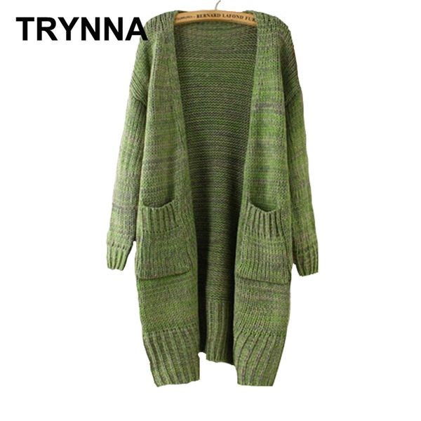 

wholesale- cardigan women long style long sleeve pockets coarse lines autumn winter warm kimono sweater poncho feminino, White;black