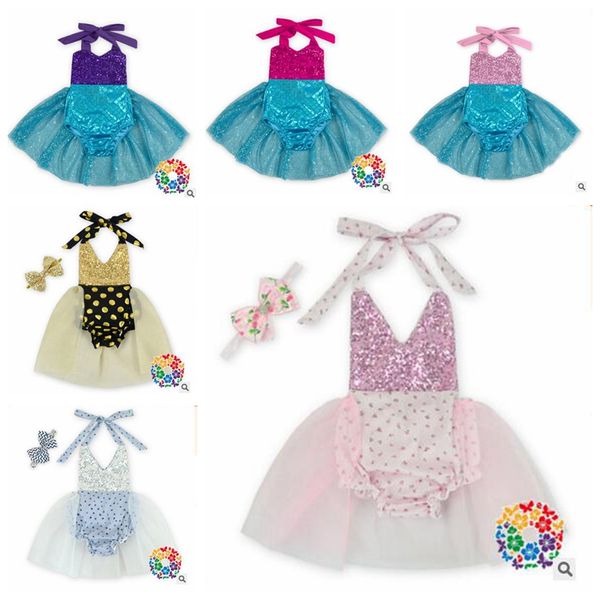 Meerjungfrau Pailletten Strampler Baby Tutu Overalls Mädchen Rock Halter Bodys Backless Sommer Mode Onesies Kinder Baby Kinder Kleidung J269