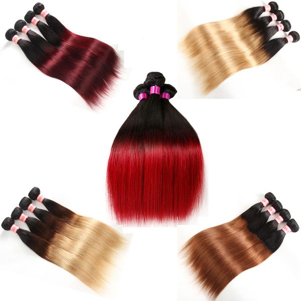 Ombre Straight Hair Malaysian Indian Peruvian Brazilian Virgin