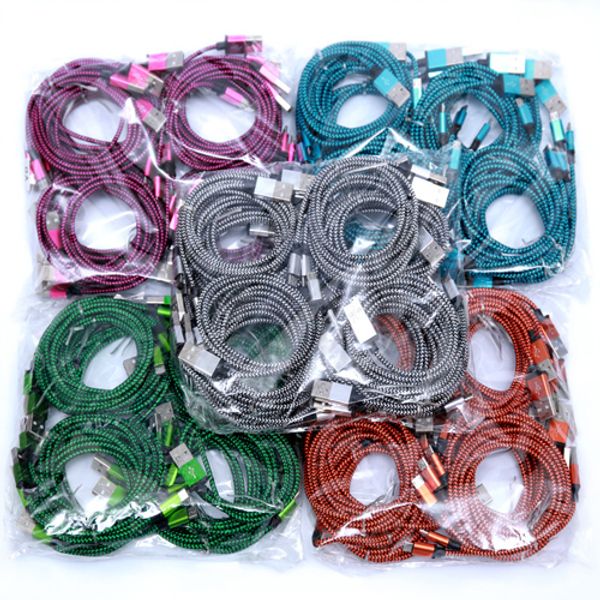 

3ft braided knit copper micro u b cable nake tripe charging ync data cable cord for am ung galaxy 4 5 quality a