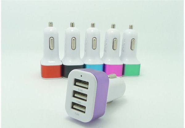 

universal 4.1a 12v 3 usb port travel car charger adapter for iphone 5 s 6 samsung s4 s5 note 4 smart mobile phone 200pcs/lot