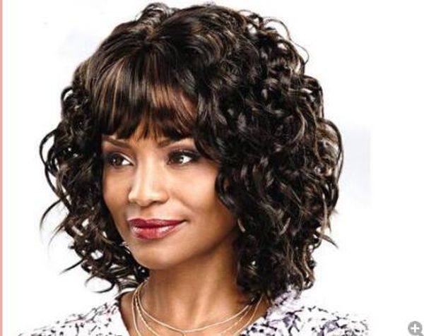 Xiu Zhi Mei Fashion Bob Short Celebrity Wig Afro Curly Dark Brown