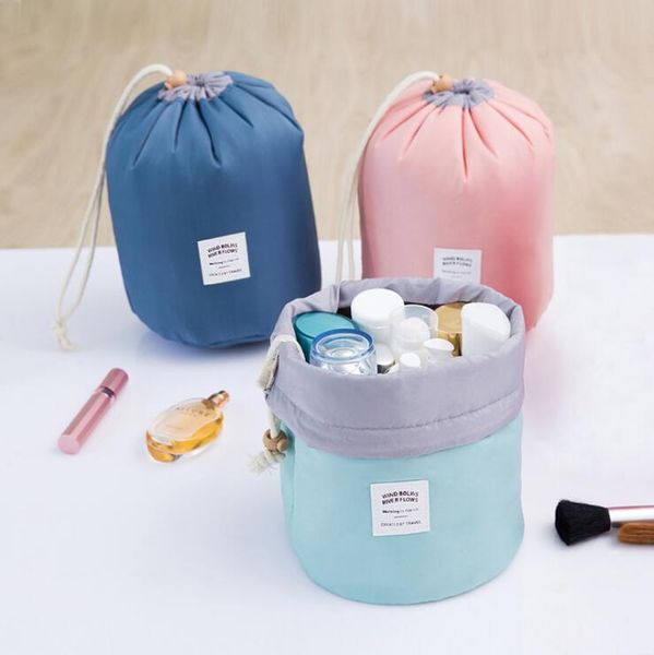 

high capacity barrel shaped travel dresser pouch cosmetic bag nylon waterproof wash bag makeup organizer storage bag