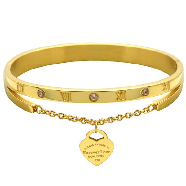

Hot Jewelry Brand Pulseira Stainless Steel H Bracelet & Bangle Gold color Heart Love Tag love Bracelet Jewelry For Women gift