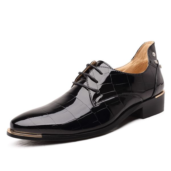 

fashion popular patent leather men shoes brand casual oxfords shoes breathable men flats shoes big size men moccasin blue 8, Black