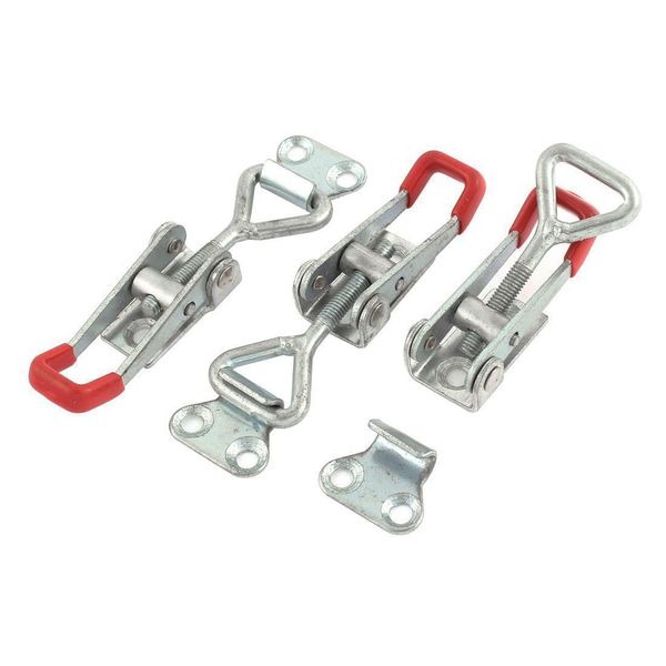 

wholesale- 3 pcs toolbox case metal toggle latch catch clasp 9.5cm length silver+red