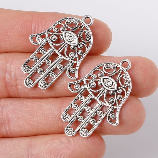 

оптовая продажа-новые поступления 6 шт. / лот 22 * 33 мм сплав цинка античный посеребренная рука подвески подвески ювелирные изделия выводы, Bronze;silver