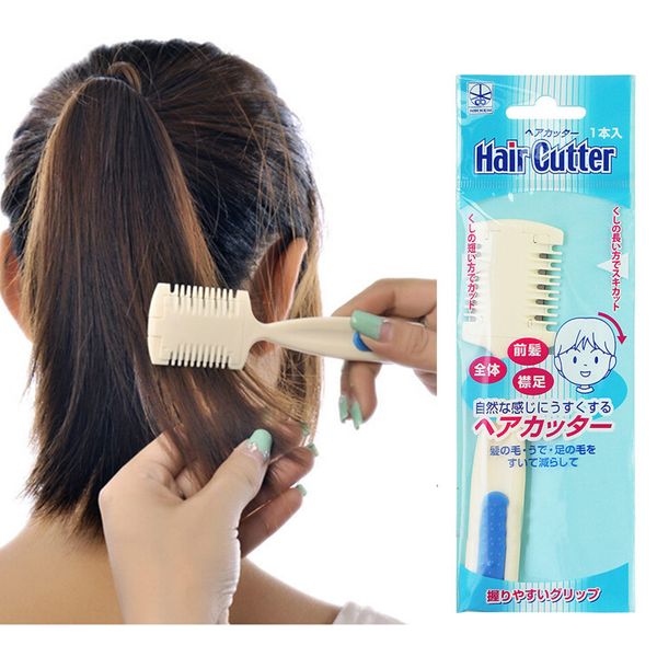 

wholesale- 1pcs home diy cut hair thinning slim trimmer comb hair cutting bangs tails simple easy to use hair makeup styling tools
