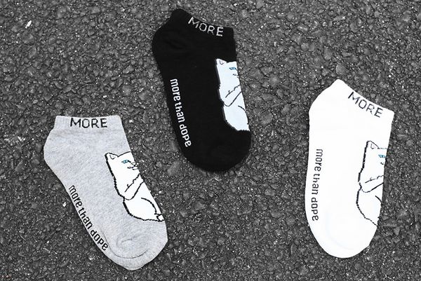 

Cartoon middle finger cat boat ock oft cotton women men cute funny cat pattern harajuku ankle invi ible no how ock