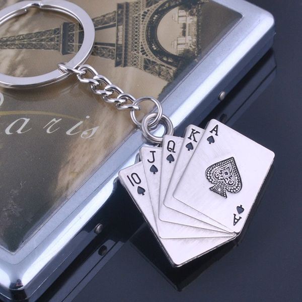 

50pcs bag parts metal poker key chains keyring, Black
