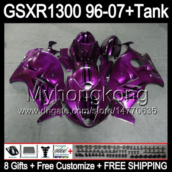 8gift viola lucido per SUZUKI Hayabusa GSXR1300 96 97 98 99 00 01 13MY230 GSXR 1300 GSX-R1300 GSX R1300 02 03 04 05 06 07 TOP viola carenatura