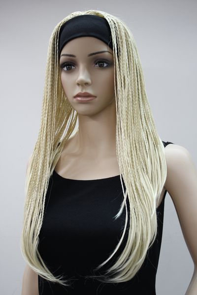 

2017 новый высокое качество мода блондинка 3/4 парик с повязками прямые длинные косы