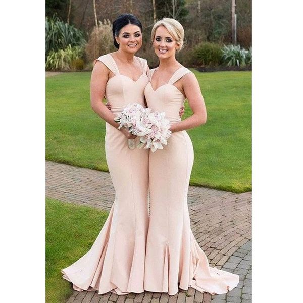 

2017 дешевые русалка шампанское невесты платья capped рукава суд поезд длинные фрейлина платье выпускного вечера партии платья, White;pink