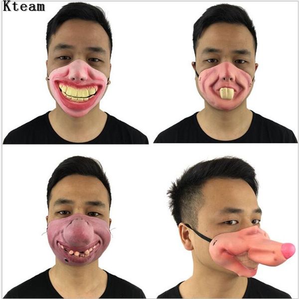 

new creep funny party mask latex clown cosplay half face horrible scary masks woman man fool's day fancy dress masquerade