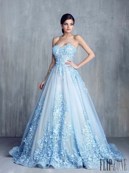 

tony chaay sky blue 3d floral formal prom dresses 2019 modest cinderella sweetheart handmade flower arabic occasion evening party gowns, Black