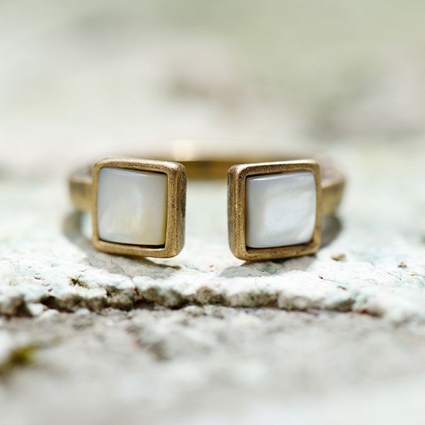 

women's europe and usa shell open end ring retro style basic ring creative adjustable size natural shell ring jewelry factory price
