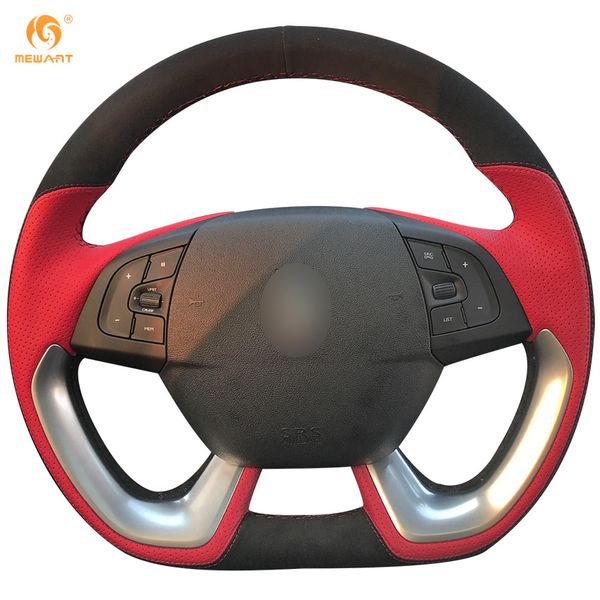 Mewant Red Leather Black Suede Steering Wheel Cover For Citroen Ds5 Ds 5 Ds4s Ds 4s Car Parts Steering Wheel Car Steering Accessories From