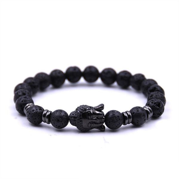 Commercio all'ingrosso nuovo diffusore fatto a mano bracciali in pietra naturale gioielli donna charms roccia vulcanica testa di buddha perline per uomo