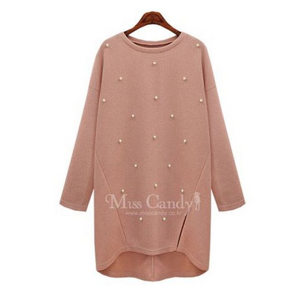 

wholesale- 2016 fashion winter plus size pullover women sweater knitwear europe and america pearl long section sweaters female xl-5xl x005, White;black