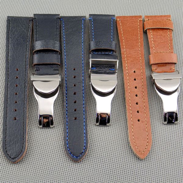 

p377/378/559 leather 22mm bands(only buckle style strap watch business 316l strap+buckle) the deployment giofs, Slivery;brown