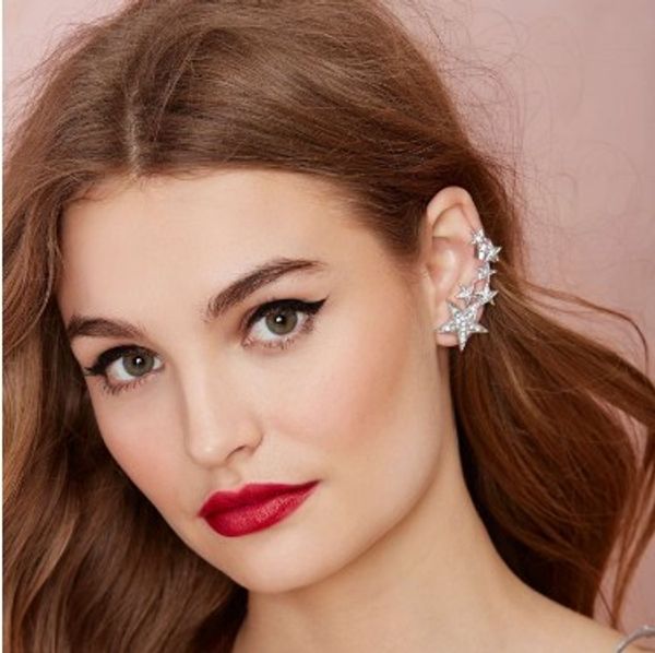

punk star silver /gold tone single ear bone clips gothic piercing stud earrings fashion womens jewelry
