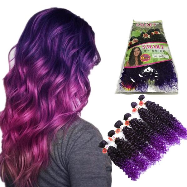 New Coming Ombre Purple Brown Bohemian Jerry Curly Synthetic Hair