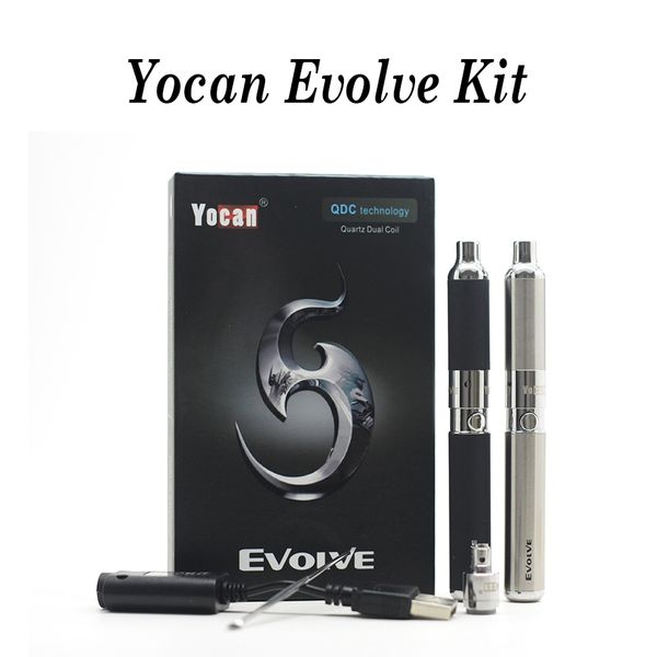 

Аутентичные 1 шт Yocan Evolve Kit 650mAh ППЭС Wax Испаритель E Cigarette Кварц Dual Coil Атомайзер EGO темы Kits Vape Pen
