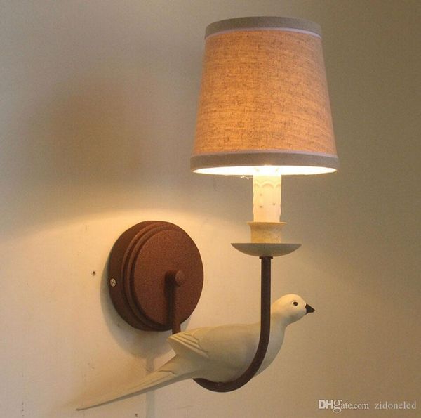 

краткая америка пастырское светодиодное настенное освещение ткани бра бра e14 творческий спальня / бар / via decors ткань абажур ретро насте