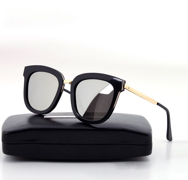 

wholesale- korea bigbang gentle absente one sunglasses men women driving polarized vintage oculo sunglasses with v logo and original box, White;black