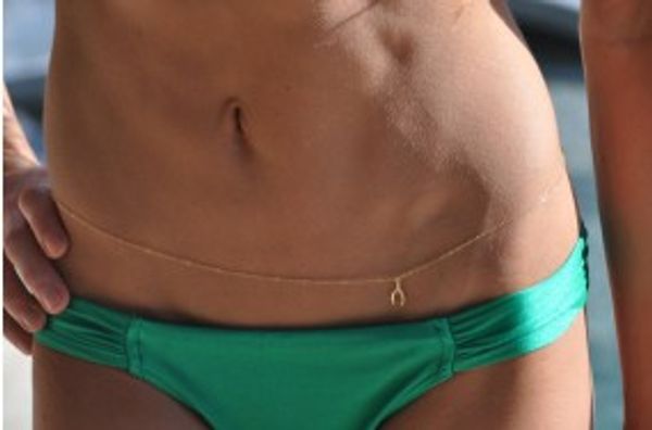 

горячего бикини belly chain gold tone wishbone ссылка пляж талия body chain пляж тело талия цепь, Silver