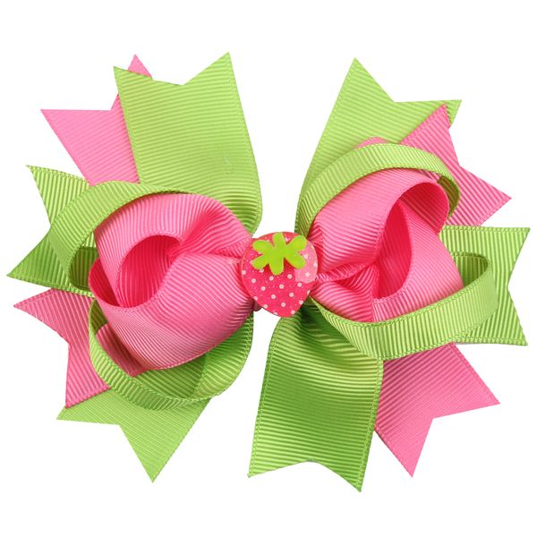 

wholesale- baby girls hair clips with printed layered polka dot ribbon single prong alligator hair clips 11 colors available h010, Slivery;white
