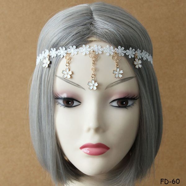 

bohemian lolita lace dangle headband cosplay masquerade party princess crown rhinestone tassel hairband bride beach wedding headpiece girls, Black;brown
