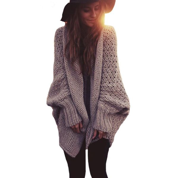 

wholesale- womens batwing knitted shrug sweater women autumn winter fashion tricot warm jumper sweater oversize shawl cardigan sweaters, White;black