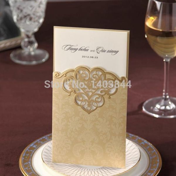 

wholesale- factory price pocket wedding invitation card with gold swirels cw2002