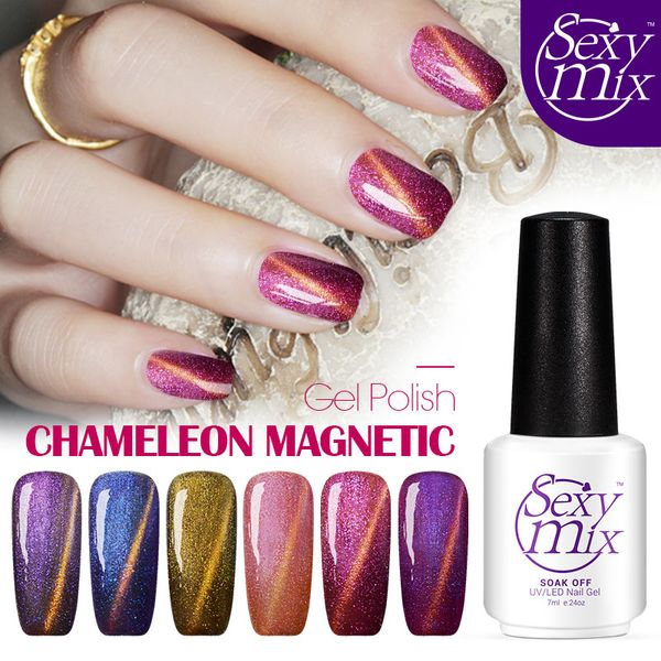 Wholesale-Sexymix Neuester Katzenaugen-Gel-Nagellack Soak off UV-Farbnagelgel 12 Farben zur Auswahl Hochwertiger 3D-Magnet-UV-Gel-Lack