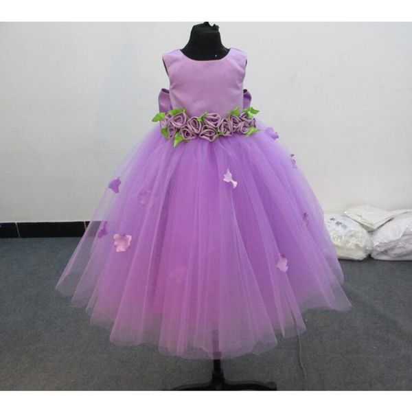 

princess cute lovely petals flower girls dresses back with bowknot tulle beautiful girl dress for wedding party gowns custom made en7121, White;blue