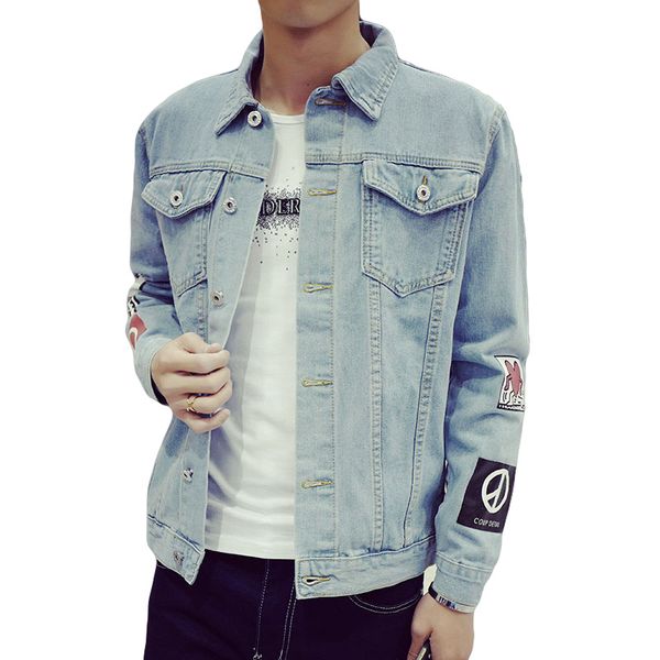 Großhandel - Neue Mode Herren Jeansjacke M-5XL Herren Windjacke Blau Hip Hop Casual Jeans Outfit Koreanische Slim Fit Herren Jacken und Mäntel