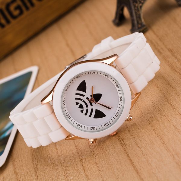

ad clover 3 leaf grass ladies dress quartz watch sports casual wristwatch silicone brand watches, Slivery;brown