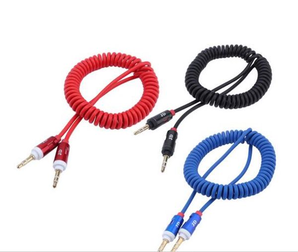 

new 3.5mm retractable vehienlar aux cables mobile phone audio cable male to male spring cable for car