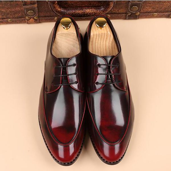 

2017 new genuine leather men shoes brogues, lace-up bullock business men oxfords shoes men dress shoes flats, Black