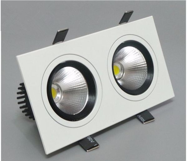 Бесплатная доставка Диммируемого Double Коб под потолком Downlight 20w 120 угла теплый / натуральные / белые 100-240 площадь светодиодных ламп лампа освещение