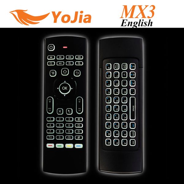 

10pcs x8 air fly mouse mx3 2.4ghz wireless keyboard remote control somatosensory ir learning 6 axis without mic for android tv box