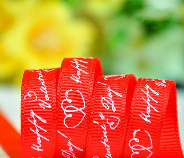 

100yards a roll 9mm and 25mm width happy valentine's day red thread ribbon decoration holiday party supply diy accessories gift wrap pa