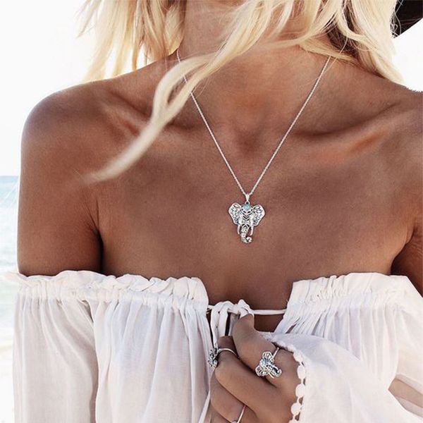 Модный женский народный стиль ретро -серебряный резные резные бирюзовые ожерелье Ожерелье О оптовое воротнич