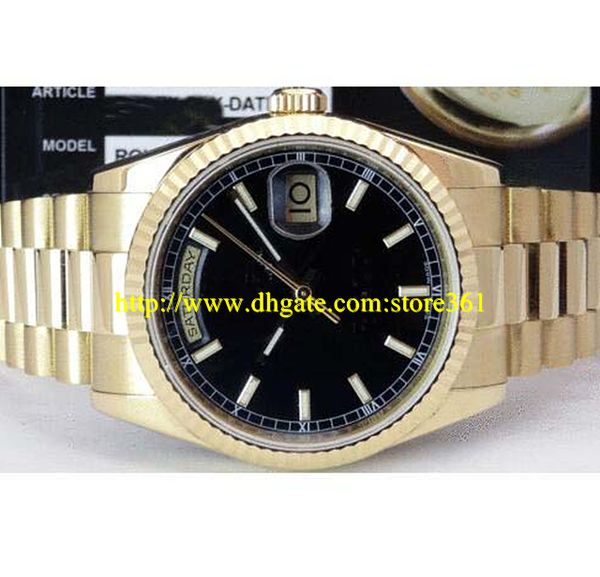 

store361 new arrive watches mens 18kt gold president black index 36mm - 118238, Slivery;brown
