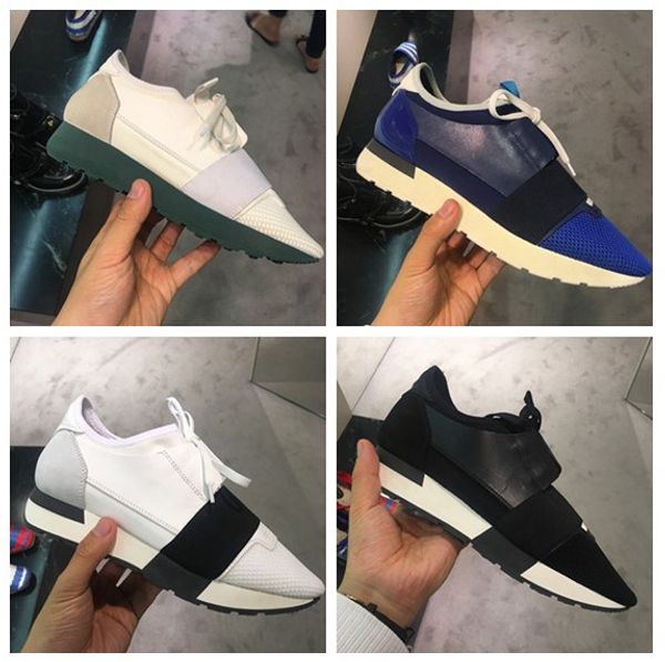 

with box sneaker nude blue black red white race runner casual shoe man woman fashion brand low cut lace up mesh trainer
