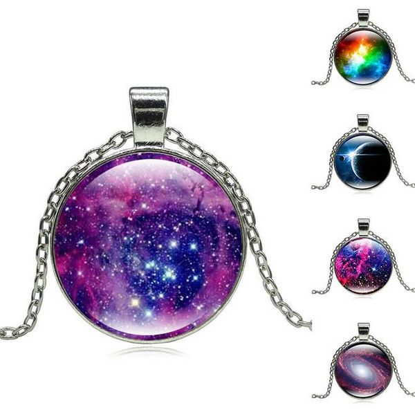 

brand new galaxy star time gemstone necklace silver glass pendant necklace wfn376 (with chain) mix order 20 pieces a lot
