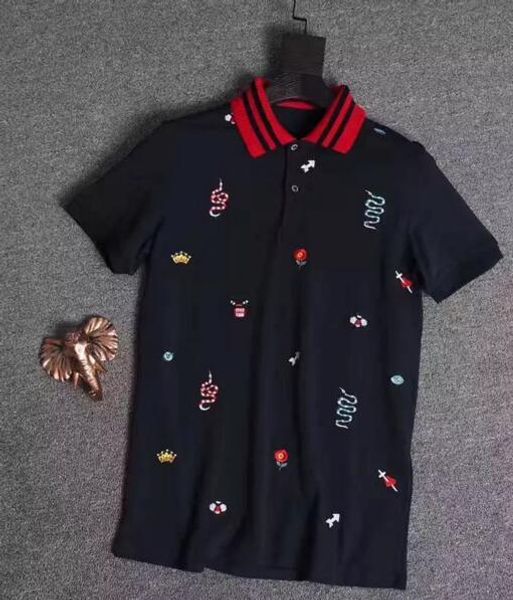 

Brand Gift Snake/Crown/Leopard/Tiger/Flowers Print Fashion Men Casual Polos Summer Polo Shirts Cotton Camisa Masculina Brands Polos