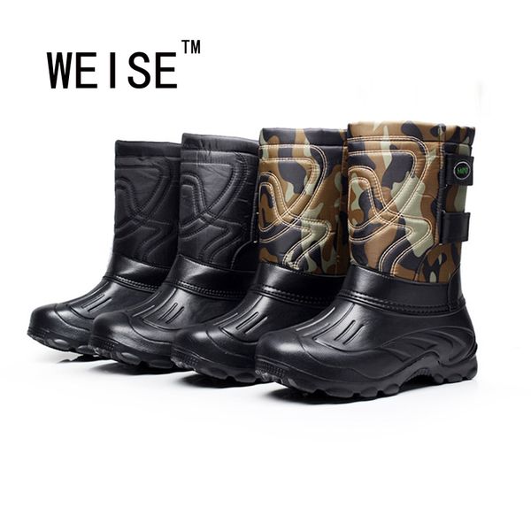 

wholesale-bottomed non-slip waterproof snow boots plus velvet light fishing boots men rain boots large size 41-46, Black